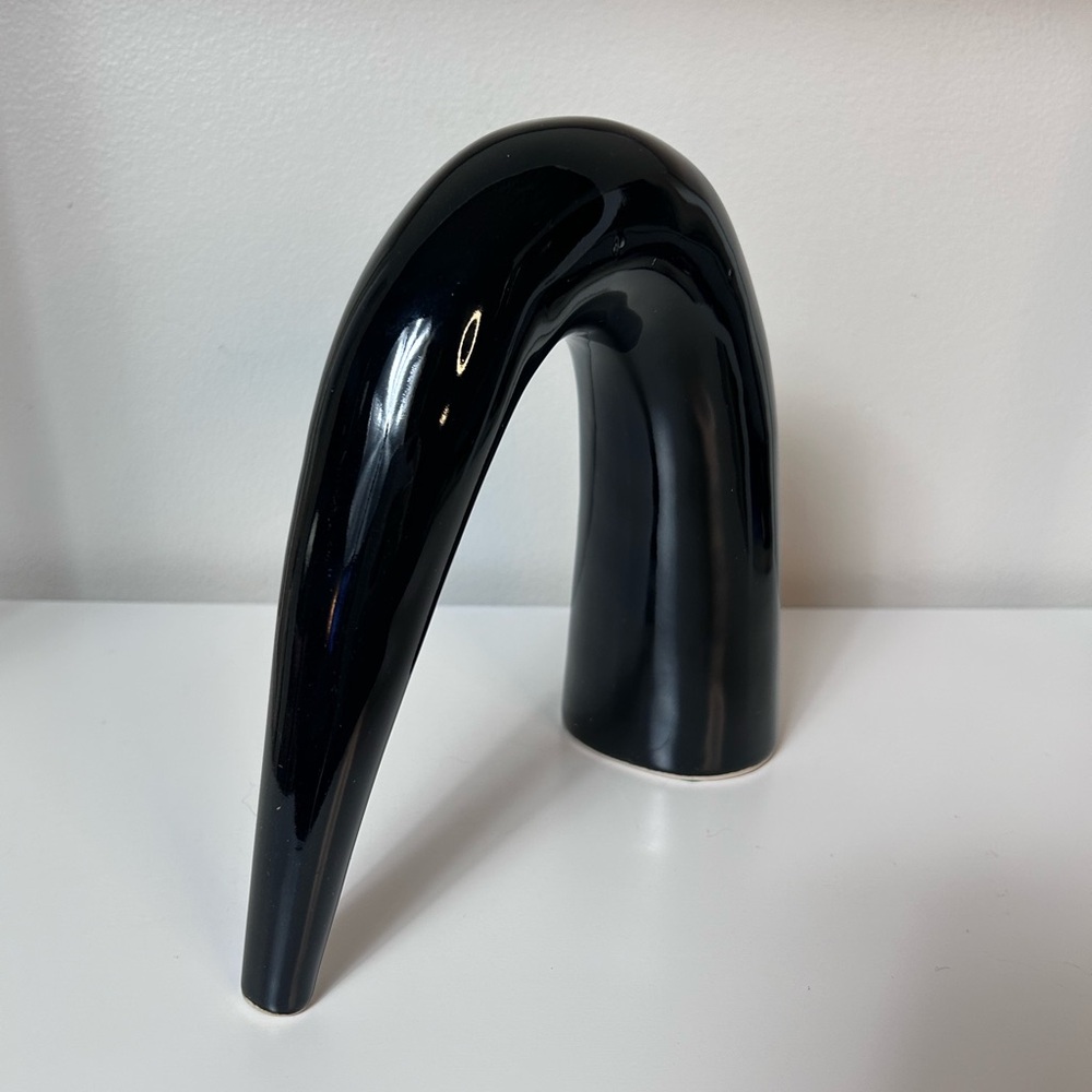 Vintage Toyo MCM Modernist Sculptural Black Ikebana Vase Japanese Style - Picture 7 of 9